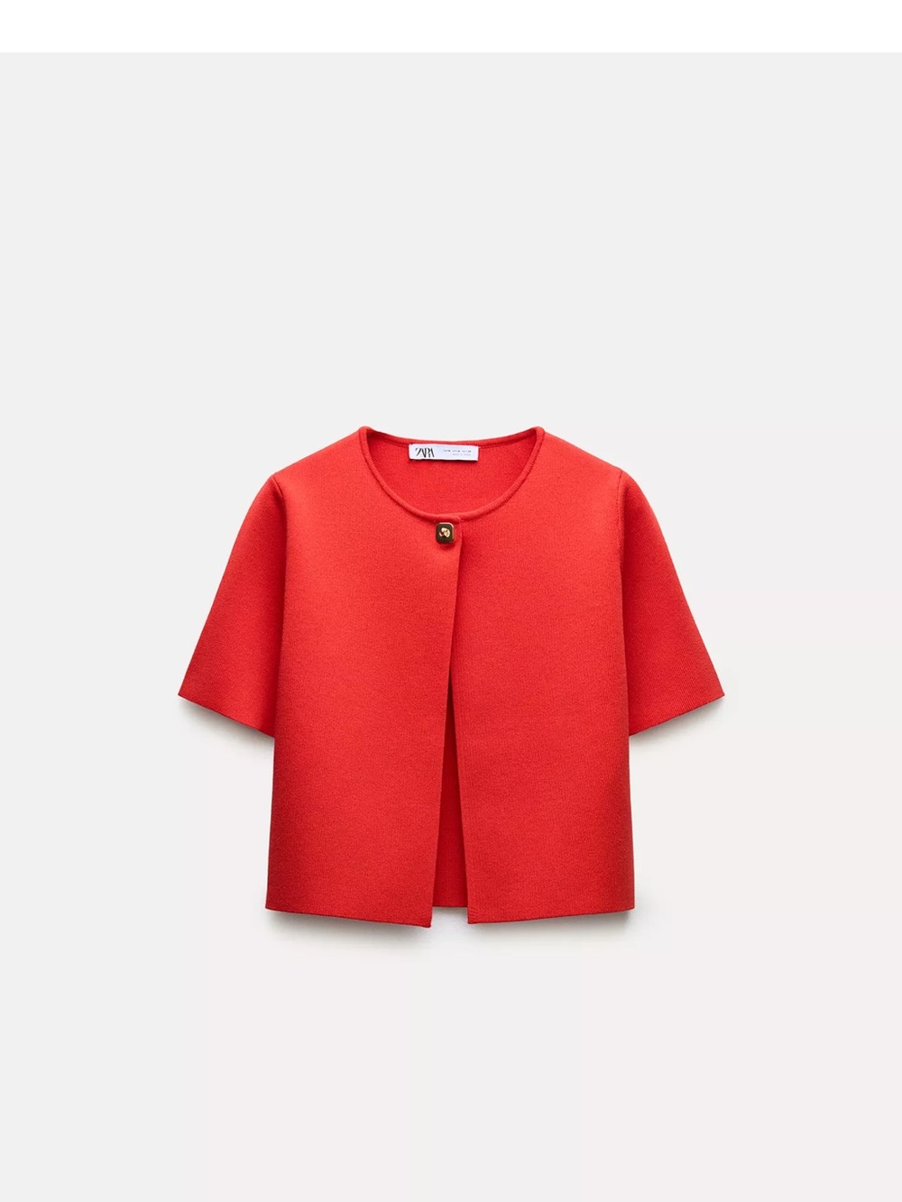 Zara Red Cropped Knit Cardigan Size S